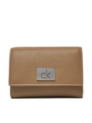 Calvin Klein Mały Portfel Damski Ck Plaque Small Trifold W/Zip K60K612834 Szary. Szare portfele Calvin Klein, bez wzorów, ze skóry. Za 199.99 zł.