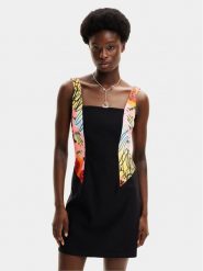 Desigual Sukienka letnia MONSIEUR CHRISTIAN LACROIX Marbella 24SWVW75 Czarny Slim Fit. Czarne sukienki Desigual, m, bez wzorów, z wiskozy, bez kołnierzyka, bez ramiączek. Za 539.99 zł.