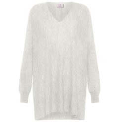 Sweter Deha Wooly Blend Z Dekoltem W Serek Damskie. Białe swetry Deha, s, bez wzorów, z kaszmiru, bez ramiączek. Za 484.99 zł.