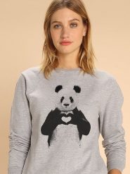WOOOP Bluza "Love Panda" w kolorze szarym rozmiar: XS. Szare bluzy Wooop, xs, bez wzorów, bez ramiączek, bez kaptura. Za 124.95 zł.