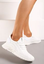 Białe Sznurowane Buty Sportowe na Grubszej Podeszwie Unamarie. Białe buty sportowe lifestyle Born2be, bez wzorów, z jeansu, eleganckie, bez zapięcia. W wyprzedaży za 51.99 zł.