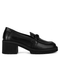 Półbuty Lasocki. Czarne półbuty wsuwane Lasocki, bez wzorów, bez obcasa, na obcasie. Za 249.99 zł.