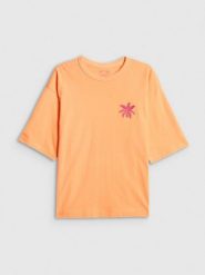 4F T-shirt boxy z nadrukiem damski - pomarańczowy S. Brązowe t-shirty 4f, s, bez wzorów, z bawełny, bez kołnierzyka, bez ramiączek. Za 69.99 zł.