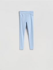 Legginsy z marszczeniem - jasnoniebieski. Niebieskie legginsy Reserved, bez wzorów, z dzianiny. Za 119.99 zł.