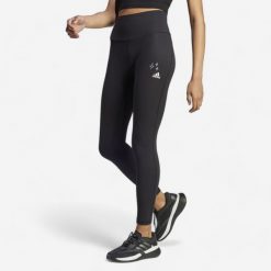 Legginsy fitness damskie Adidas. Czarne legginsy adidas, bez wzorów, z bawełny, długie. Za 139.99 zł.