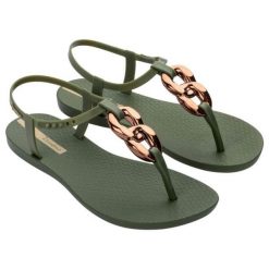 Sandały Ipanema Class Connect Ii Fem Damskie. Zielone sandały Ipanema, bez wzorów, z materiału, eleganckie, bez obcasa, bez zapięcia. Za 149.99 zł.