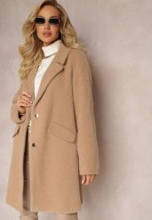 Brązowy Puchaty Płaszcz z Napami i Kieszeniami Talese. Brązowe płaszcze Renee, m, bez wzorów, bez kaptura. W wyprzedaży za 135.99 zł.