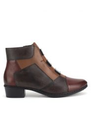 Rieker Botki Y0764-35 Brązowy. Brązowe botki Rieker, bez wzorów, bez obcasa, na płaskiej podeszwie, bez zapięcia. Za 335.00 zł.