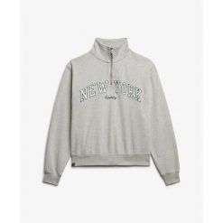Bluza damska z zamkiem 1/2 Superdry Athletic Ess Applique. Szare bluzy bez kaptura Superdry, l, bez wzorów, z materiału, bez kaptura. Za 276.45 zł.