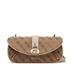 Torebka Guess. Brązowe listonoszki Guess, z aplikacjami, bez dodatków. Za 659.99 zł.