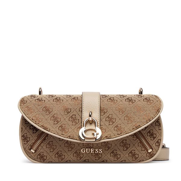 Torebka Guess. Brązowe listonoszki Guess, z aplikacjami, bez dodatków. Za 589.99 zł.