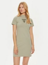 Guess Sukienka codzienna V4YK02 KCDH1 Zielony Regular Fit. Zielone sukienki Guess, na co dzień, l, z aplikacjami, z bawełny, bez kołnierzyka, bez ramiączek, proste. Za 159.99 zł.