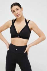 Fila biustonosz sportowy Revel kolor czarny gładki. Czarne biustonosze sportowe Fila, bez wzorów, na jogę i pilates. Za 189.99 zł.