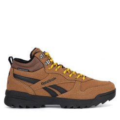 Trzewiki Reebok. Brązowe botki Reebok, bez wzorów, bez obcasa, na płaskiej podeszwie, bez zapięcia. Za 179.99 zł.