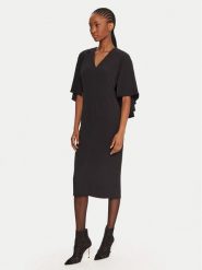 KAOS Sukienka koktajlowa RI1MR013 Czarny Regular Fit. Czarne sukienki KAOS, bez wzorów, z syntetyku, wizytowe, bez kołnierzyka, bez ramiączek. Za 579.99 zł.