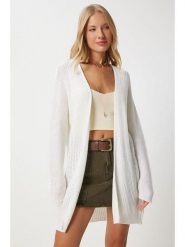 Happiness Istanbul Kardigan w kolorze białym rozmiar: onesize. Białe swetry Happiness Istanbul, bez wzorów, bez ramiączek. Za 56.99 zł.