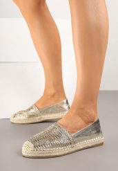 Złote Espadryle Ozdobione Plecioną Cholewką i Sznurkiem Andisla. Żółte espadryle Born2be, bez wzorów, z jeansu, klasyczne, bez obcasa. Za 89.99 zł.