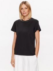 Fabiana Filippi T-Shirt JED273W126 Czarny Regular Fit. Czarne t-shirty Fabiana Filippi, bez wzorów, z bawełny, bez kołnierzyka, bez ramiączek. Za 1,609.00 zł.