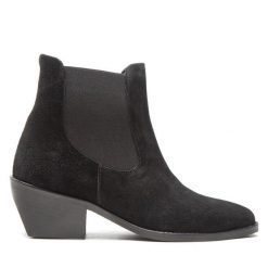 Botki Simple. Czarne botki Simple, bez wzorów, bez obcasa, na słupku, bez zapięcia. Za 199.99 zł.