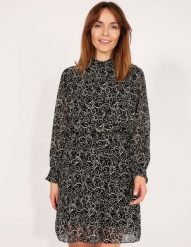 Wzorzysta sukienka. Sukienki Unisono, s, bez wzorów, z tkaniny, eleganckie, bez kołnierzyka, bez ramiączek. Za 149.00 zł.