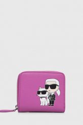 Karl Lagerfeld portfel skórzany damski kolor różowy. Czerwone portfele KARL LAGERFELD, bez wzorów, z materiału. Za 559.99 zł.