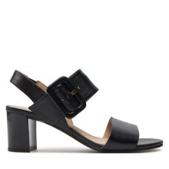 Sandały Caprice. Czarne sandały Caprice, bez wzorów, bez obcasa, na słupku, bez zapięcia. Za 319.99 zł.