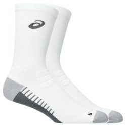 Skarpetki sportowe dla dorosłych Performance Run Crew Sock. Białe skarpetki ASICS, bez wzorów, z elastanu. Za 89.99 zł.