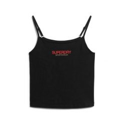 Damski tank top Superdry Sportswear. Czarne bielizna termoaktywna damska Superdry, bez wzorów, bez ramiączek. W wyprzedaży za 103.20 zł.