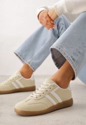 Żółte Sneakersy Typu Klasyczne Tenisówki Kilice. Żółte trampki Renee, bez wzorów, z koronki, eleganckie, bez zapięcia. Za 99.99 zł.