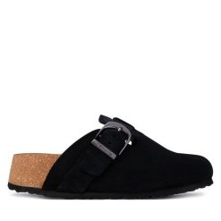 Klapki Tamaris. Czarne klapki Tamaris, bez wzorów, bez obcasa, bez zapięcia. Za 379.99 zł.
