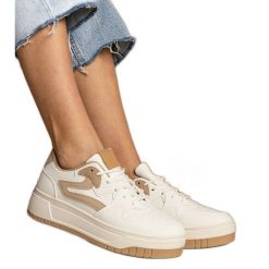 Białe sneakersy trampki damskie sportowe. Białe trampki bez wzorów, z syntetyku, eleganckie, bez zapięcia. Za 94.52 zł.