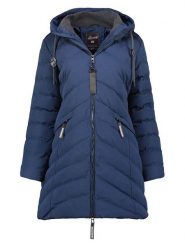 Geographical Norway Płaszcz pikowany "Clarisal" w kolorze granatowym rozmiar: XXL. Niebieskie płaszcze Geographical Norway, xxl, z aplikacjami, bez kaptura. Za 294.97 zł.