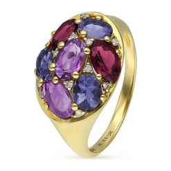W.KRUK Wyjątkowy Pierścionek Złoty - złoto 585, Ametyst,diament 0,06ct. Żółte pierścionki W.KRUK, z ametystem, złote. Za 3,290.00 zł.