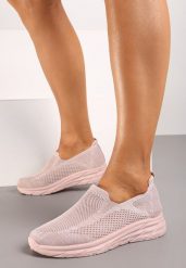 Różowe Płaskie Casualowe Buty Sportowe na Tłoczonej Podeszwie Carlemia. Czerwone buty sportowe lifestyle Renee, bez wzorów, eleganckie, bez zapięcia. W wyprzedaży za 29.99 zł.