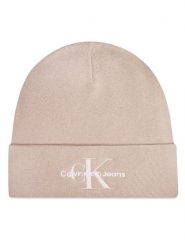 Calvin Klein Czapka Mono Logo Embro K60K612668 Beżowy. Brązowe czapki zimowe Calvin Klein, bez wzorów, z bawełny. Za 189.99 zł.