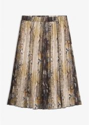Spódnica plisowana z połyskującą nicią. Czarne spódnice bonprix, bez wzorów, ze skóry, eleganckie. Za 149.99 zł.