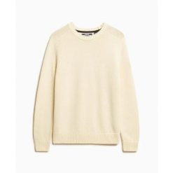 Damski sweter Superdry. Białe swetry Superdry, na zimę, bez wzorów, z dzianiny, eleganckie, bez ramiączek. Za 284.00 zł.