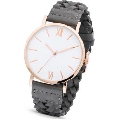 Zegarek na tekstylnym plecionym pasku bonprix szaro-kolor czerwonego złota. Zegarki marki Kazar. Za 37.99 zł.