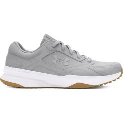 Under Armour W Edge Suede - damskie buty sportowe. Białe buty treningowe Under Armour, bez wzorów, z gumy, bez zapięcia. Za 329.50 zł.