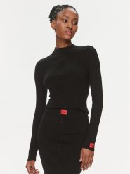 Hugo Sweter Sanduz 50508993 Czarny Slim Fit. Czarne swetry Hugo, xl, bez wzorów, z wiskozy, bez ramiączek. Za 589.99 zł.