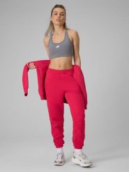 4F Spodnie dresowe joggery damskie - czerwone XXL. Czerwone spodnie dresowe 4f, bez wzorów, z bawełny. Za 149.99 zł.
