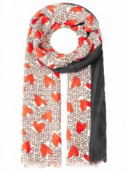 Zwillingsherz Szal w kolorze beżowo-czerwono-czarnym rozmiar: onesize. Brązowe szaliki i kominy Zwillingsherz, bez wzorów, ze splotem. Za 113.63 zł.