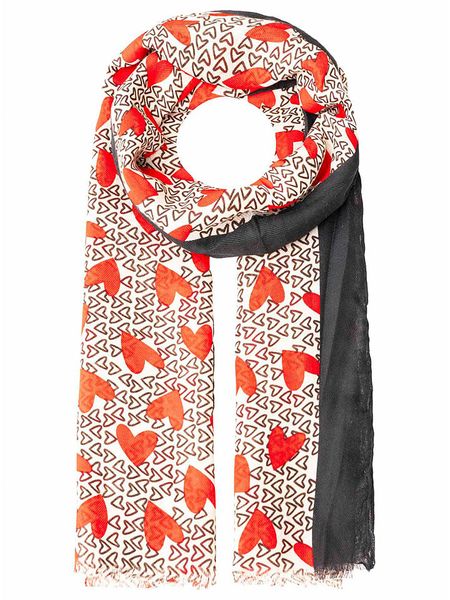 Zwillingsherz Szal w kolorze beżowo-czerwono-czarnym rozmiar: onesize. Brązowe szaliki i kominy Zwillingsherz, bez wzorów, ze splotem. Za 113.63 zł.