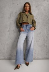 Niebieskie Jeansy Szerokie z Wytarciami High Waist Calale. Niebieskie jeansy Renee, l, bez wzorów, z jeansu, z podwyższonym stanem. Za 119.99 zł.