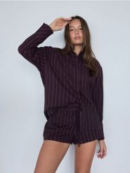 Dwuczęściowa piżama - bordowy. Czerwone piżamy Reserved, l, bez wzorów, z bawełny, bez kołnierzyka, bez ramiączek. W wyprzedaży za 99.99 zł.