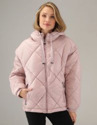 Pikowana kurtka z kapturem. Kurtki Unisono, s, bez wzorów, z tkaniny, z kapturem. Za 349.00 zł.