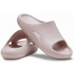Klapki Crocs Mellow Recovery Slide 208392-6TY różowe. Czerwone klapki bez wzorów, eleganckie, bez obcasa, bez zapięcia. Za 345.55 zł.