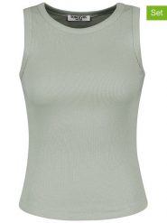 Sublevel Topy (2 szt.) w kolorze zielonym i czarnym rozmiar: XS. Czarne topy Sublevel, xs, bez wzorów, prążkowane, bez kołnierzyka, bez ramiączek. Za 52.67 zł.