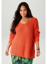 Aniston Sweter w kolorze pomarańczowym rozmiar: 50. Pomarańczowe swetry Aniston, bez wzorów, ze splotem, bez ramiączek. Za 76.45 zł.
