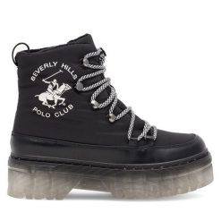 Botki Beverly Hills Polo Club. Czarne botki Beverly Hills Polo Club, bez wzorów, bez obcasa, na płaskiej podeszwie, bez zapięcia. Za 149.99 zł.